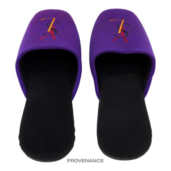 🔴 Yves Saint Laurent YSL Logo Slipper - Purple Velour - Picture 4 of 8